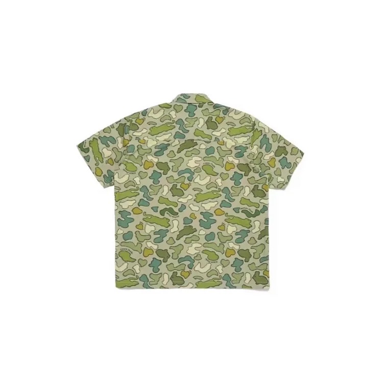 JS.2025 summer human camouflage printed shirt retro Japanese commuting loose casual shirt for men and women