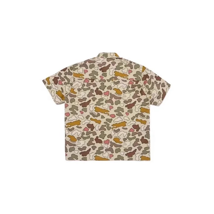 JS.2025 summer human camouflage printed shirt retro Japanese commuting loose casual shirt for men and women