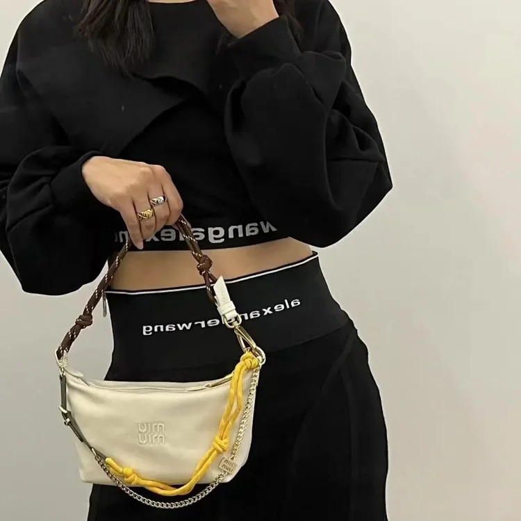 Celine 25s Contrast Color Surf Rope Canvas Dumpling Bag Lunch Box Bag Commuting Versatile Shoulder Crossbody Clutch Bag