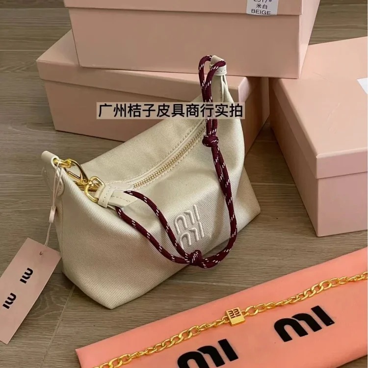 Celine 25s Contrast Color Surf Rope Canvas Dumpling Bag Lunch Box Bag Commuting Versatile Shoulder Crossbody Clutch Bag