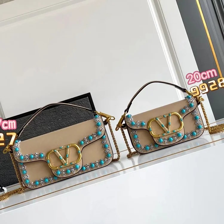Handmade embroidered beaded handbags 2026 new style genuine leather versatile one-shoulder diagonal handbag women's bag chain fashionable temperament
