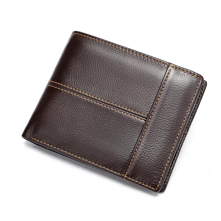 Rfid anti-theft genuine leather wallet wallet short first layer cowhide multiple card slots 2-fold wallet coin purse multiple card slots image 3