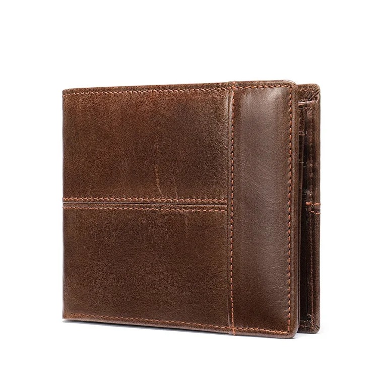 Rfid anti-theft genuine leather wallet wallet short first layer cowhide multiple card slots 2-fold wallet coin purse multiple card slots image 4
