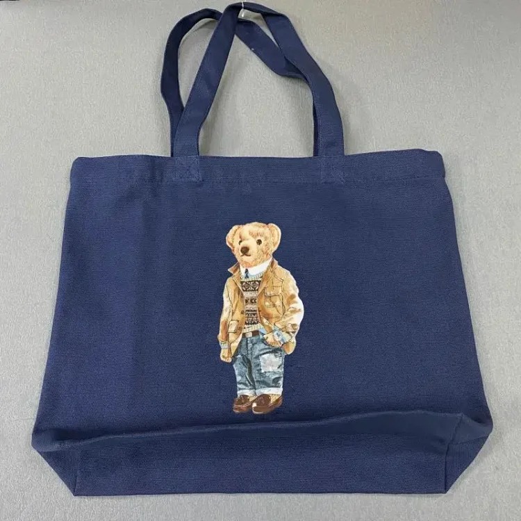 Trendy Bear Cartoon Pattern Print Shopping Bag Handbag Shoulder Canvas Bag