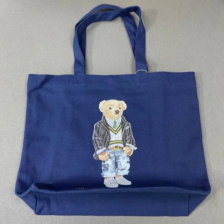 Trendy Bear Cartoon Pattern Print Shopping Bag Handbag Shoulder Canvas Bag