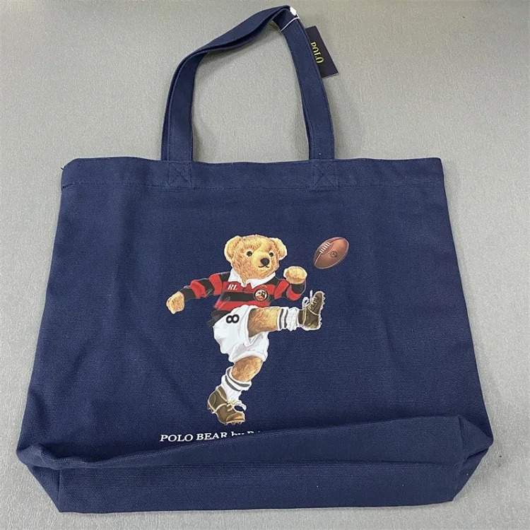 Trendy Bear Cartoon Pattern Print Shopping Bag Handbag Shoulder Canvas Bag