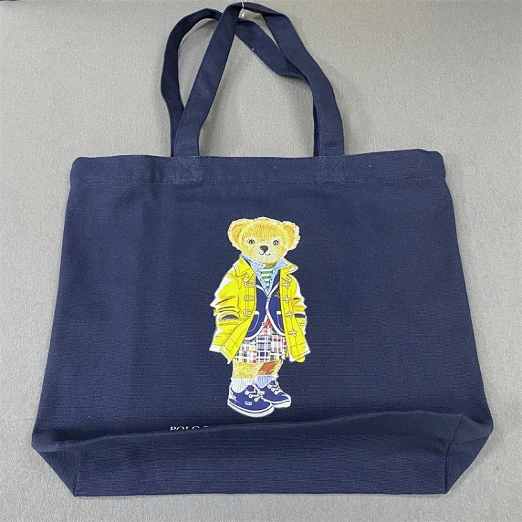 Trendy Bear Cartoon Pattern Print Shopping Bag Handbag Shoulder Canvas Bag