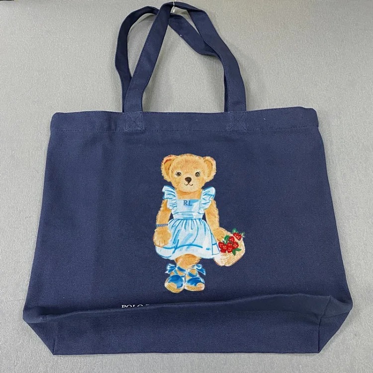 Trendy Bear Cartoon Pattern Print Shopping Bag Handbag Shoulder Canvas Bag