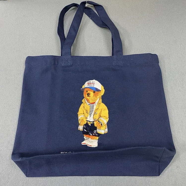 Trendy Bear Cartoon Pattern Print Shopping Bag Handbag Shoulder Canvas Bag