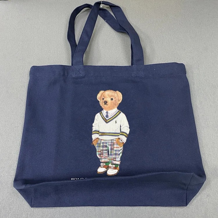 Trendy Bear Cartoon Pattern Print Shopping Bag Handbag Shoulder Canvas Bag