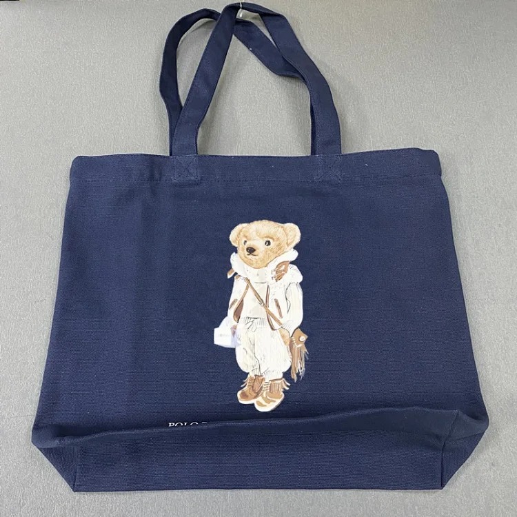 Trendy Bear Cartoon Pattern Print Shopping Bag Handbag Shoulder Canvas Bag