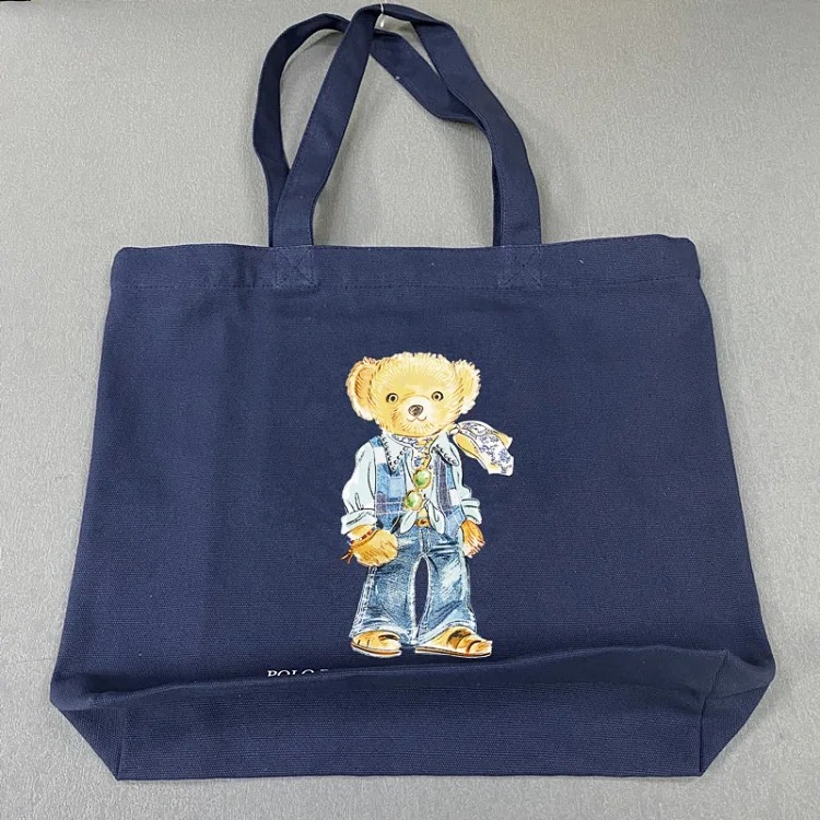 Trendy Bear Cartoon Pattern Print Shopping Bag Handbag Shoulder Canvas Bag