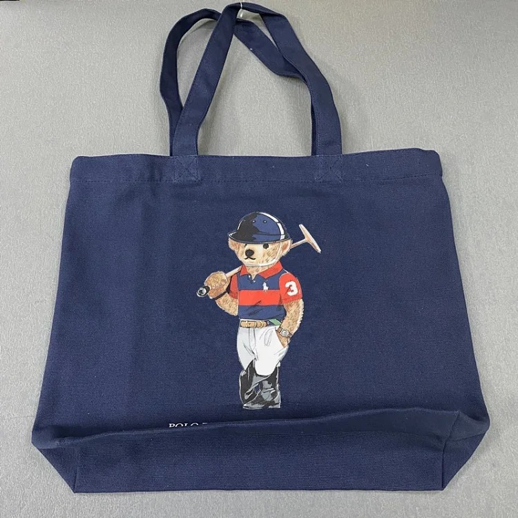 Trendy Bear Cartoon Pattern Print Shopping Bag Handbag Shoulder Canvas Bag