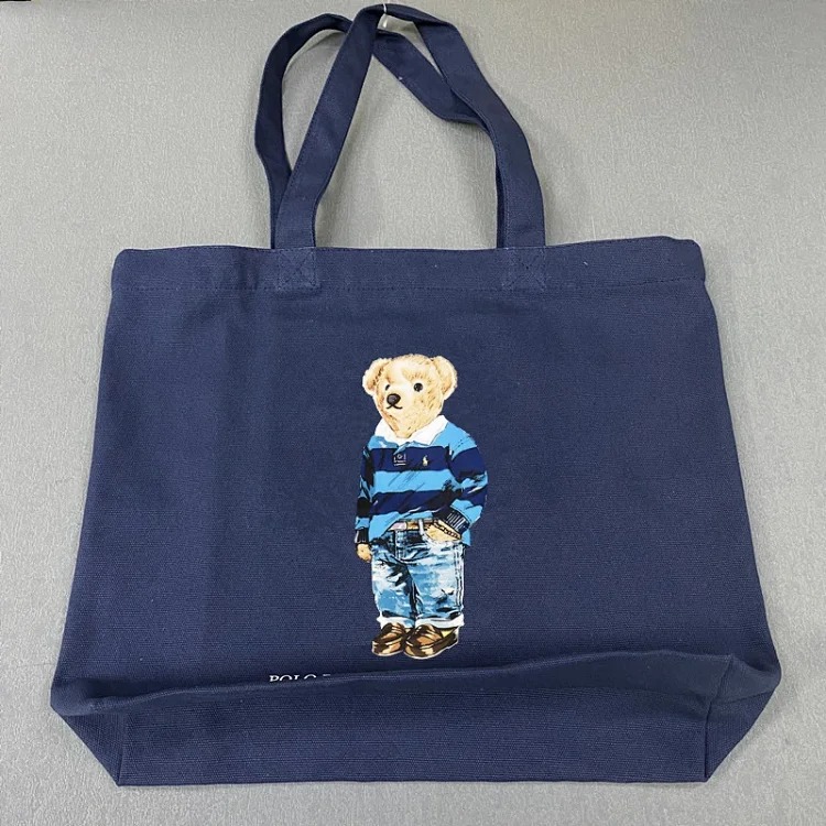 Trendy Bear Cartoon Pattern Print Shopping Bag Handbag Shoulder Canvas Bag
