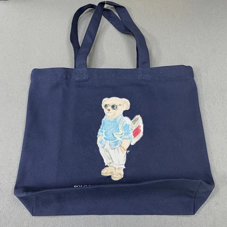 Trendy Bear Cartoon Pattern Print Shopping Bag Handbag Shoulder Canvas Bag