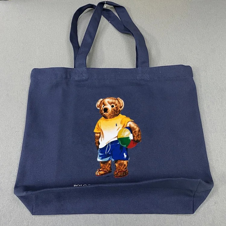 Trendy Bear Cartoon Pattern Print Shopping Bag Handbag Shoulder Canvas Bag