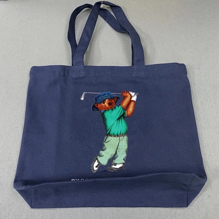 Trendy Bear Cartoon Pattern Print Shopping Bag Handbag Shoulder Canvas Bag