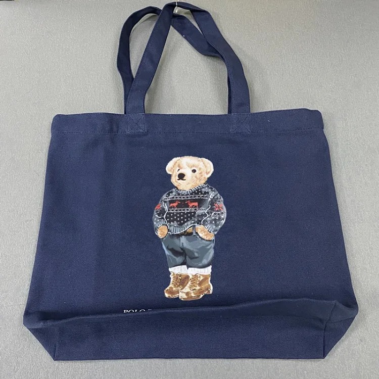 Trendy Bear Cartoon Pattern Print Shopping Bag Handbag Shoulder Canvas Bag