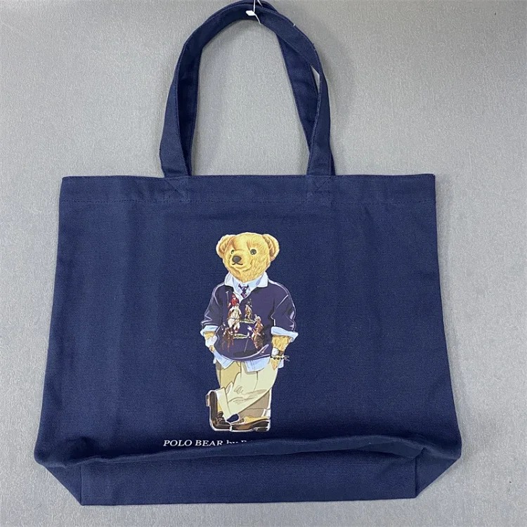 Trendy Bear Cartoon Pattern Print Shopping Bag Handbag Shoulder Canvas Bag