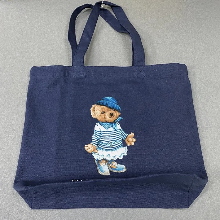 Trendy Bear Cartoon Pattern Print Shopping Bag Handbag Shoulder Canvas Bag