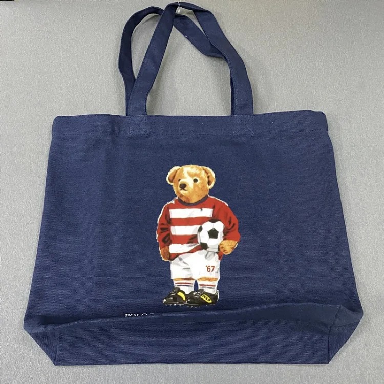 Trendy Bear Cartoon Pattern Print Shopping Bag Handbag Shoulder Canvas Bag