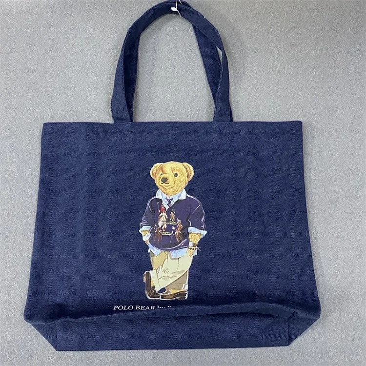 Trendy Bear Cartoon Pattern Print Shopping Bag Handbag Shoulder Canvas Bag