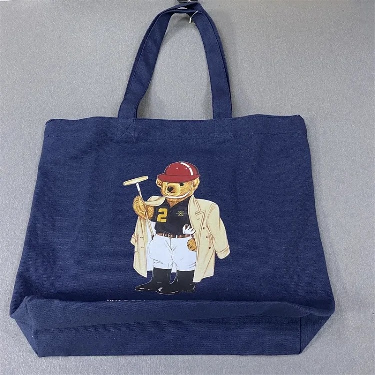 Trendy Bear Cartoon Pattern Print Shopping Bag Handbag Shoulder Canvas Bag