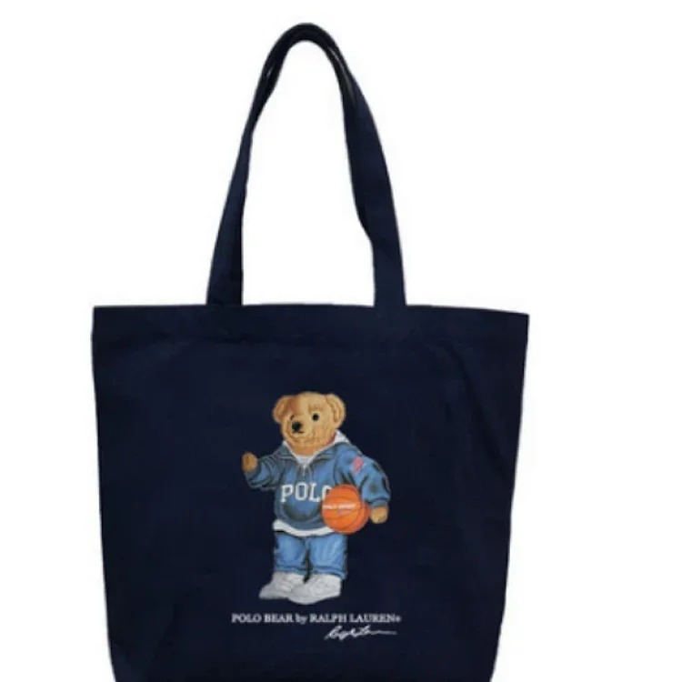 Trendy Bear Cartoon Pattern Print Shopping Bag Handbag Shoulder Canvas Bag