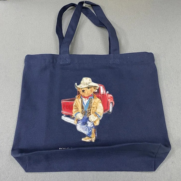 Trendy Bear Cartoon Pattern Print Shopping Bag Handbag Shoulder Canvas Bag
