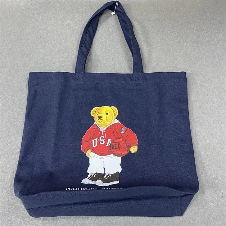 Trendy Bear Cartoon Pattern Print Shopping Bag Handbag Shoulder Canvas Bag