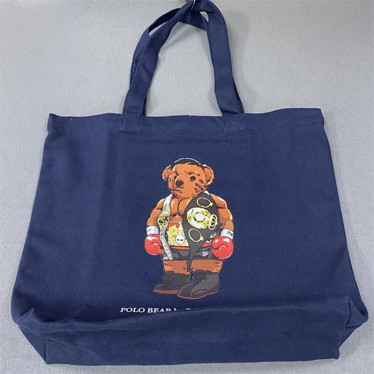 Trendy Bear Cartoon Pattern Print Shopping Bag Handbag Shoulder Canvas Bag