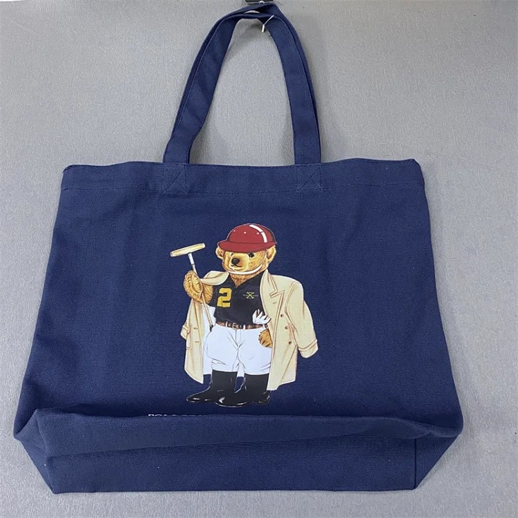 Trendy Bear Cartoon Pattern Print Shopping Bag Handbag Shoulder Canvas Bag
