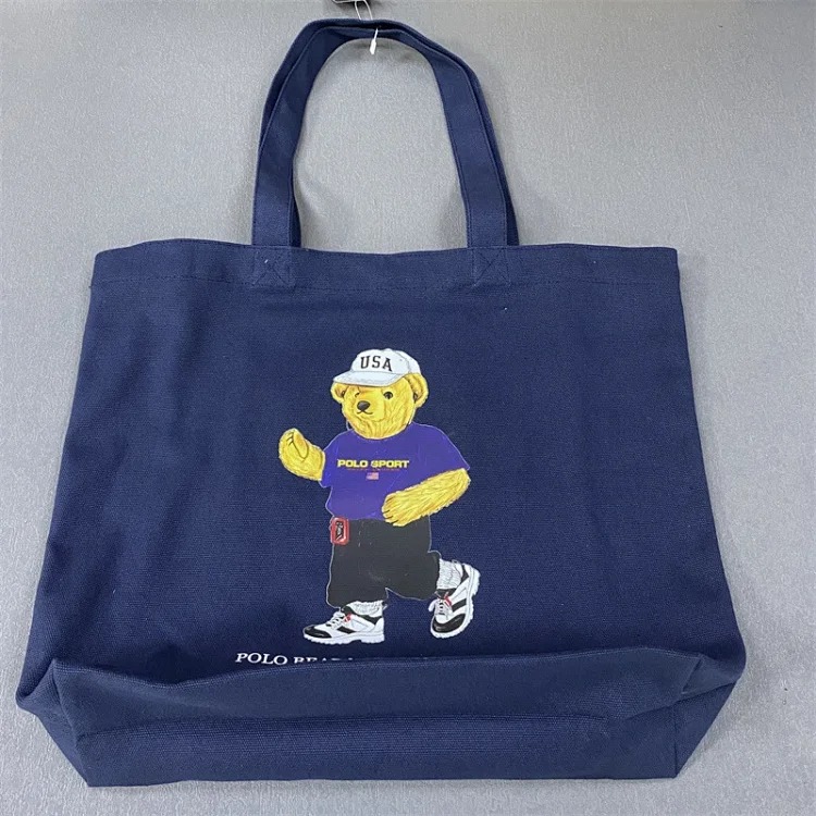 Trendy Bear Cartoon Pattern Print Shopping Bag Handbag Shoulder Canvas Bag