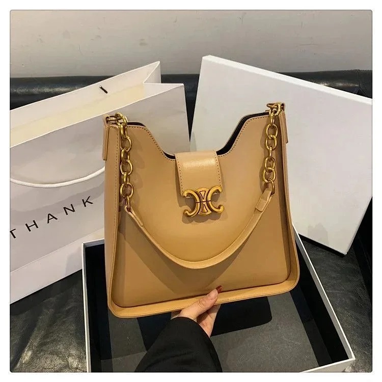 Advanced single shoulder armpit chain texture women's bag 20232024 new fashion retro versatile casual