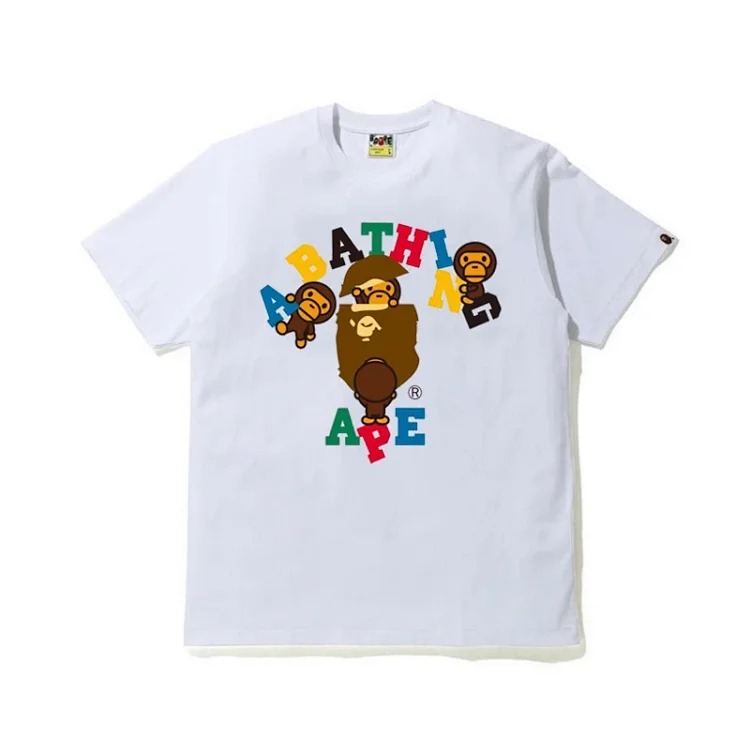 MC. Foreign trade cross-border wholesale Japanese camouflage shark tiger head ape man color matching luminous short-sleeved couple loose T-shirt image 5
