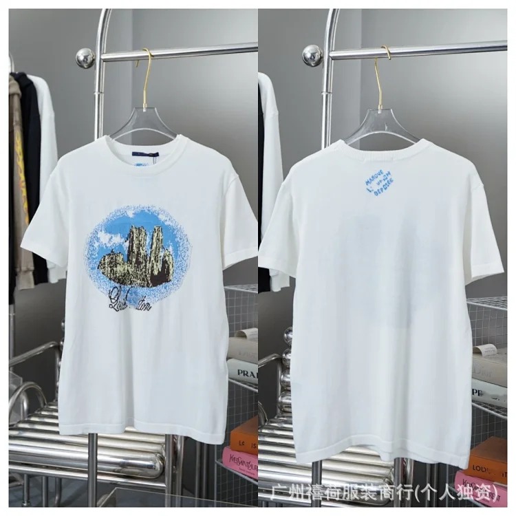 Intarsia jacquard cotton-knit short sleeves image 3