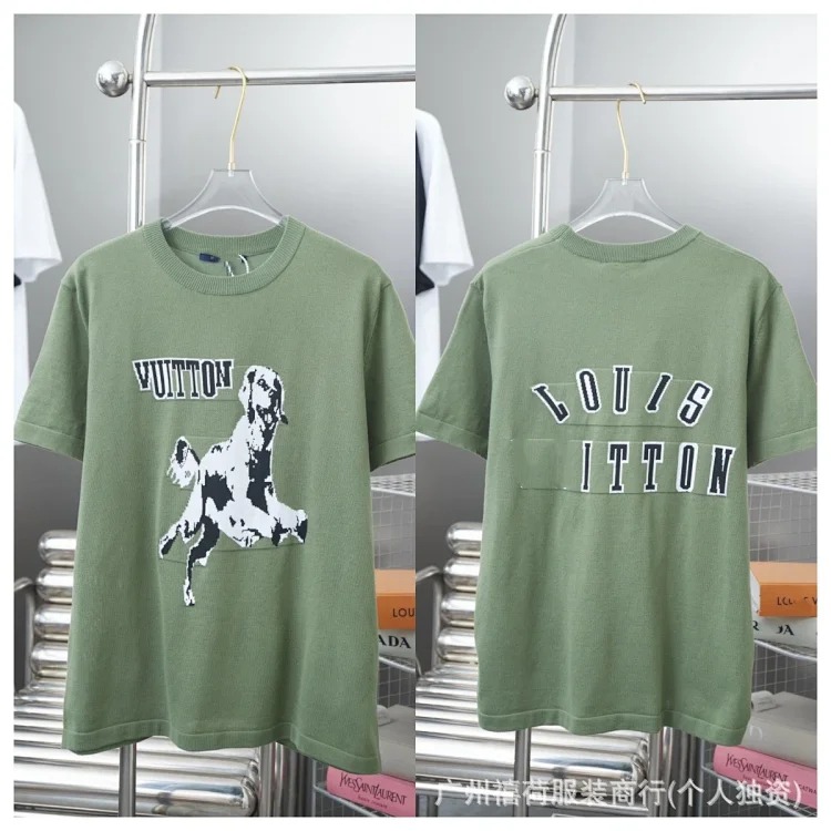 Intarsia jacquard cotton-knit short sleeves image 4