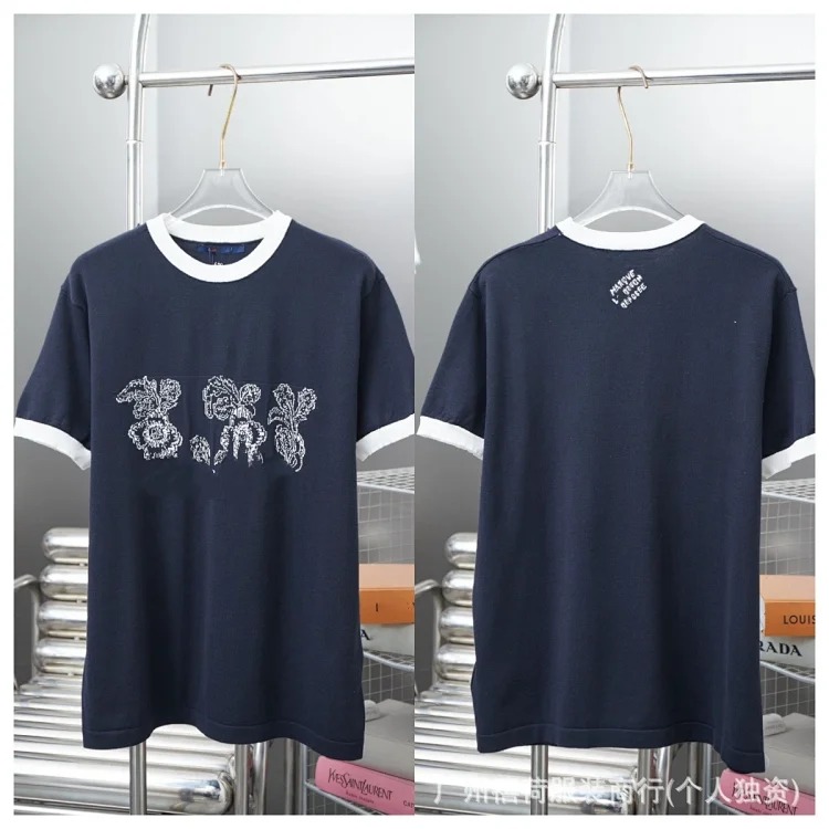 Intarsia jacquard cotton-knit short sleeves image 6