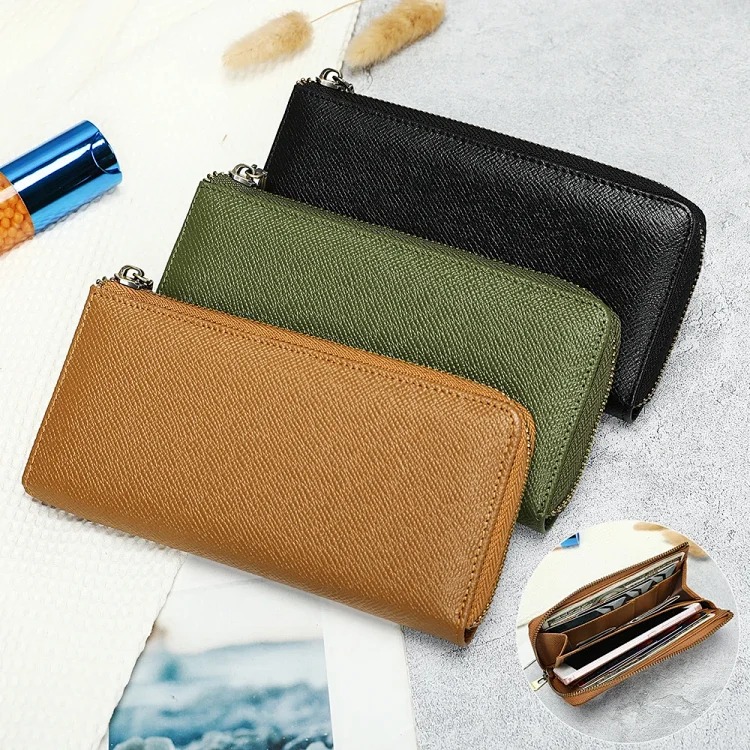 Custom logo wallet genuine leather women's wallet RFID anti-theft clutch bag multi-function card holder wallet wallet