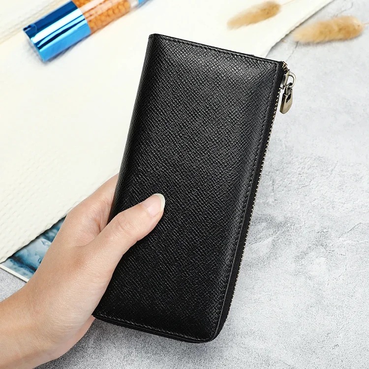 Custom logo wallet genuine leather women's wallet RFID anti-theft clutch bag multi-function card holder wallet wallet