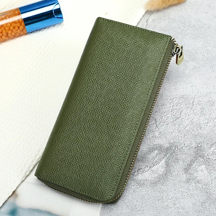 Custom logo wallet genuine leather women's wallet RFID anti-theft clutch bag multi-function card holder wallet wallet