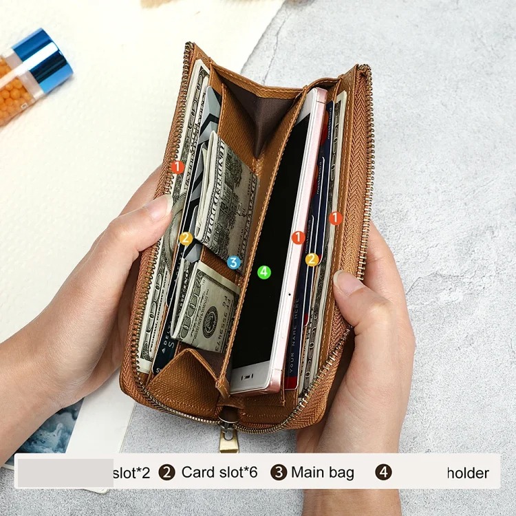 Custom logo wallet genuine leather women's wallet RFID anti-theft clutch bag multi-function card holder wallet wallet