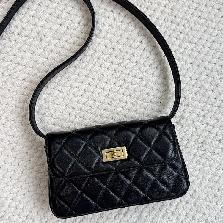 2025 new frosted suede spliced sheepskin small fragrant style rhombus square bag retro versatile single shoulder crossbody bag image 2