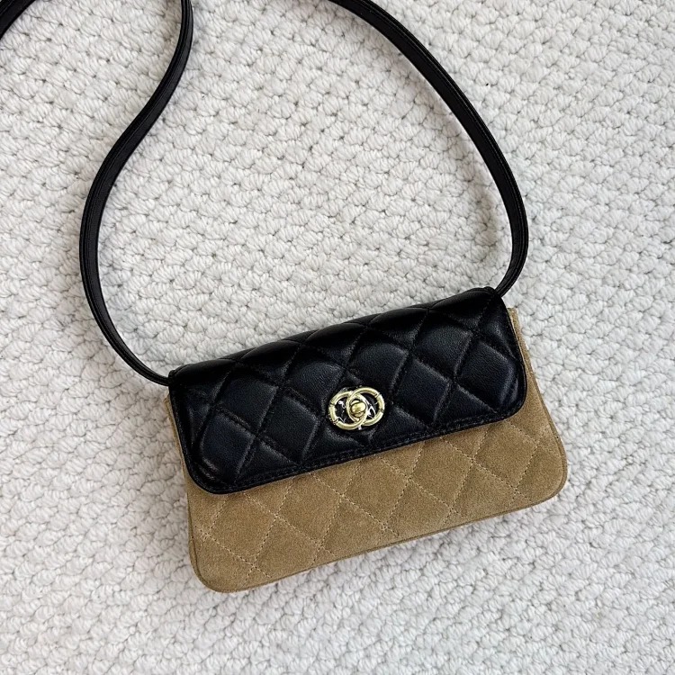 2025 new frosted suede spliced sheepskin small fragrant style rhombus square bag retro versatile single shoulder crossbody bag image 5
