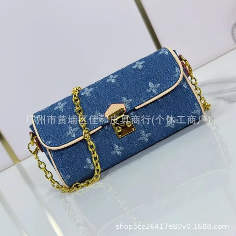 Foreign trade cross-border new style 2025 handbags, versatile retro chain bags, popular denim single shoulder crossbody small bags, high-end sense