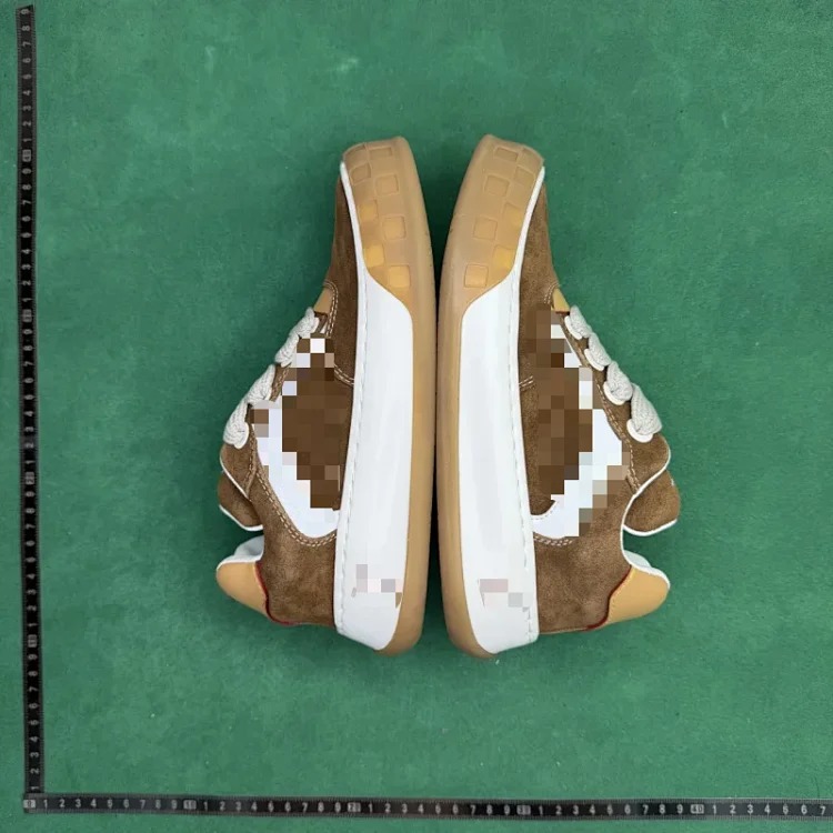 (Customized models ship in 3-7 days) Suede calfskin lace-up round toe low-top sneakers TT 0