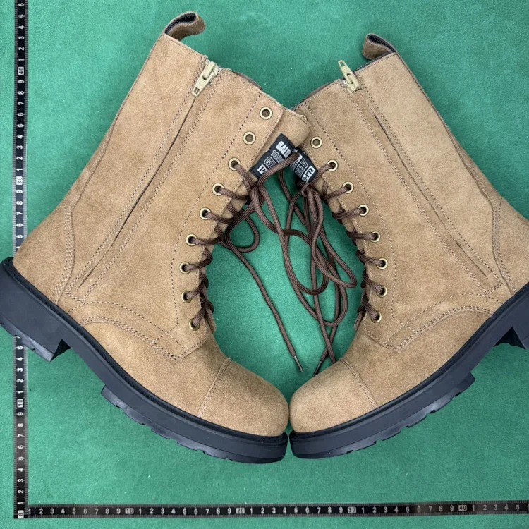 Distressed suede round toe zipper ankle boots TT 6