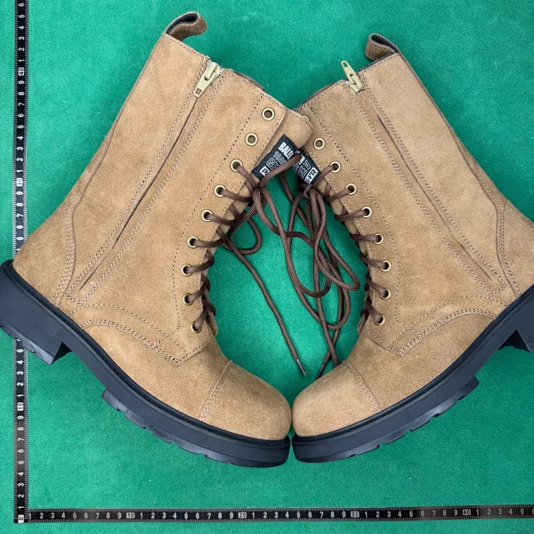 Distressed suede round toe zipper ankle boots TT 6 image 3
