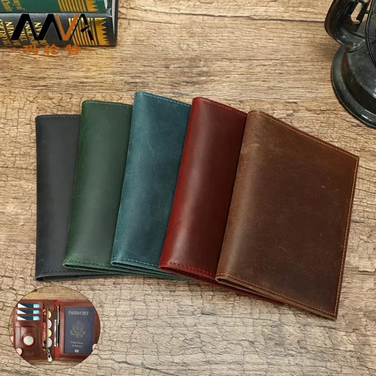 Best-selling genuine leather men's wallet RFID anti-theft brush Air Tag tracking and positioning passport card holder men wallet