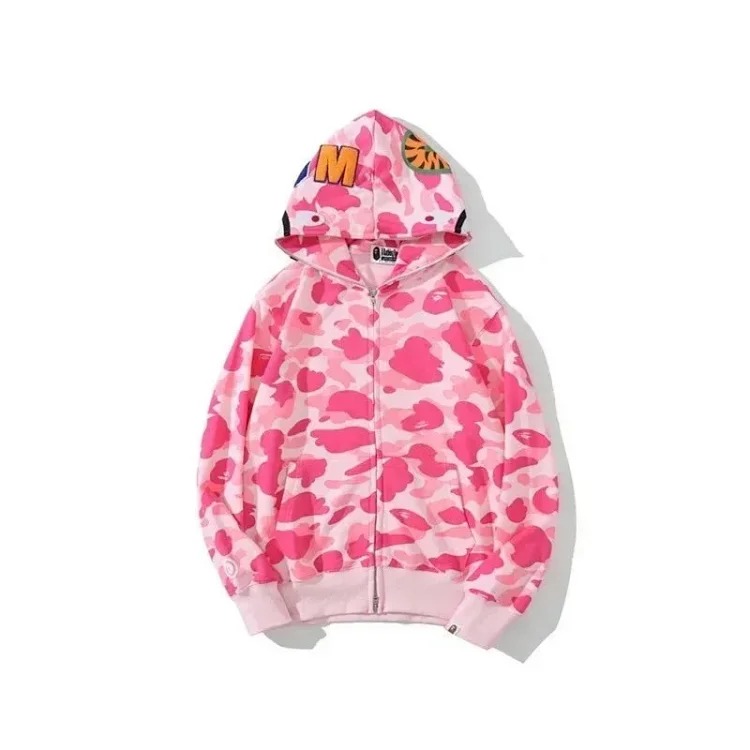 Shark camouflage hooded cardigan zipper men's sweatshirt jacket image 6